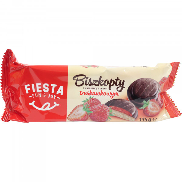 Biszkopty Fiesta z galaretką truskawkową 