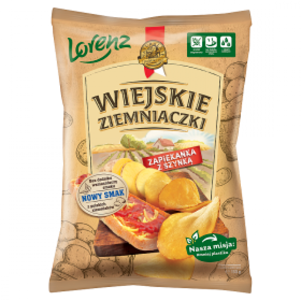 Chipsy Wiejskie Ziemniaczki zapiekanka z szynką