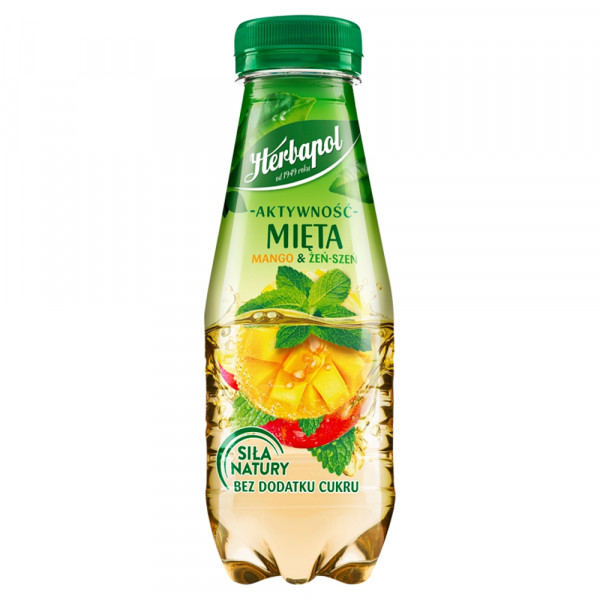 Herbapol napój ziołowy AKTYWNOŚĆ MIĘTA mango, żeń-szeń i zielona herbata 300ml