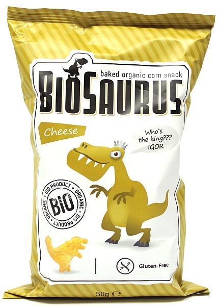 Chrupki Biosaurus Bio bez gluten pieczone kukurydziane o smaku serowym 