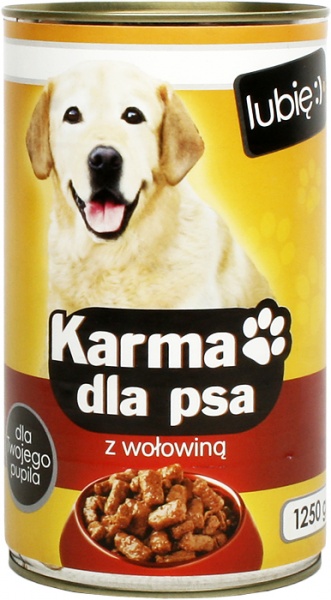 Karma mokra dla psa z wołowiną - lubię:) 