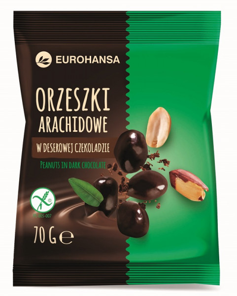 Orzechy Eurohansa arachidowe w czekoladzie bez glutenu 