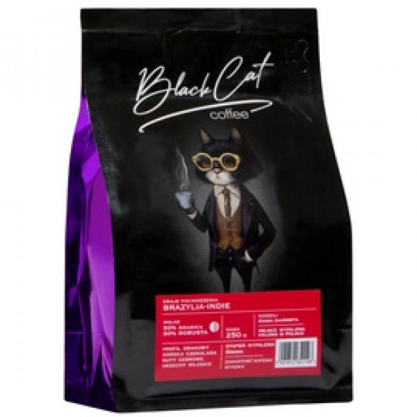 Kawa ziarnista black cat brazylia indie 50% arabika 250g 