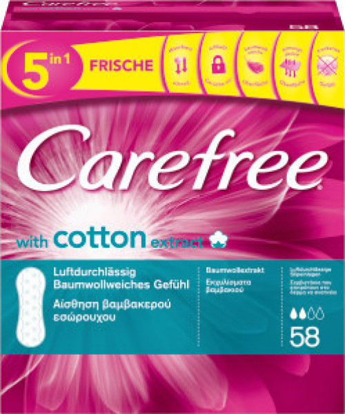 Wkładki higieniczne Carefree cotton 58szt 