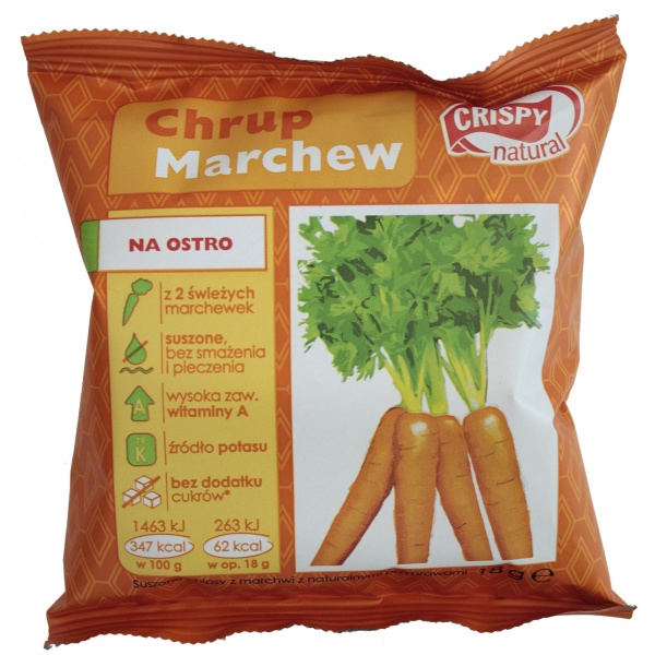 Suszone chipsy z marchwi z naturalnymi przyprawami 