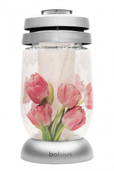 Znicz Bolsius lampion różowe tulipany 