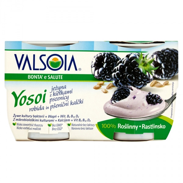 Jogurt sojowy yosoi jeżyna z kiełkami pszenicy 2*125g 