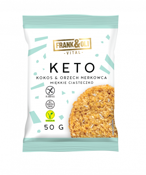 Frank &amp; Oli Keto miękkie ciasteczko kokos &amp; orzech nerkowca 50g