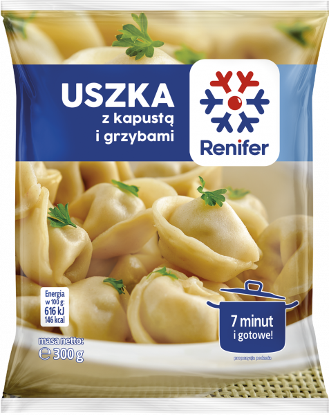Uszka Renifer z kapustą i grzybami