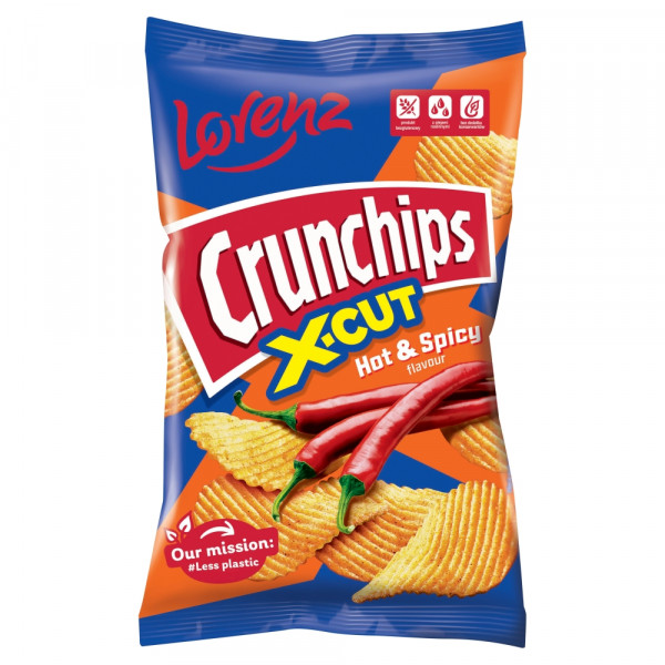Chipsy Crunchips X-cut hot&amp;spicy 130g 