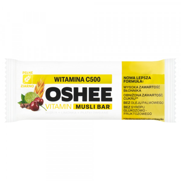 OSHEE MUSLI BAR WITAMINA C 500% LIMONKA/WIŚNIA