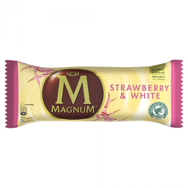Lody ALGIDA MAGNUM Strawberry &amp; White truskawkowe w białej czekoladzie 110 ml