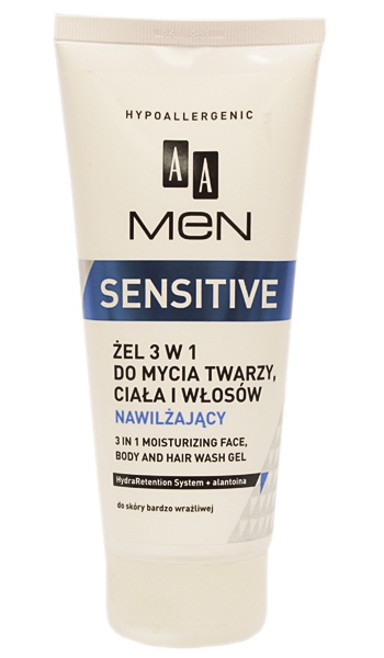 AA Men Sensitive żel 3w1 do mycia twarzy, ciała i włosów nawilżający 