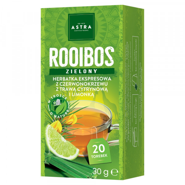 ASTRA ROOIBOS zielony z trawą cytrynową i limonką 20 torebek ekspresowa