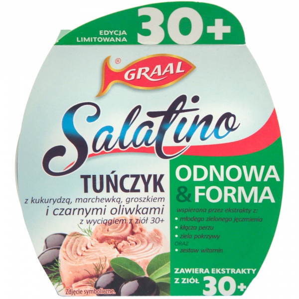 Salatino tuńczyk z kukurydzą marchewką groszkiem z ziołami 30+ 