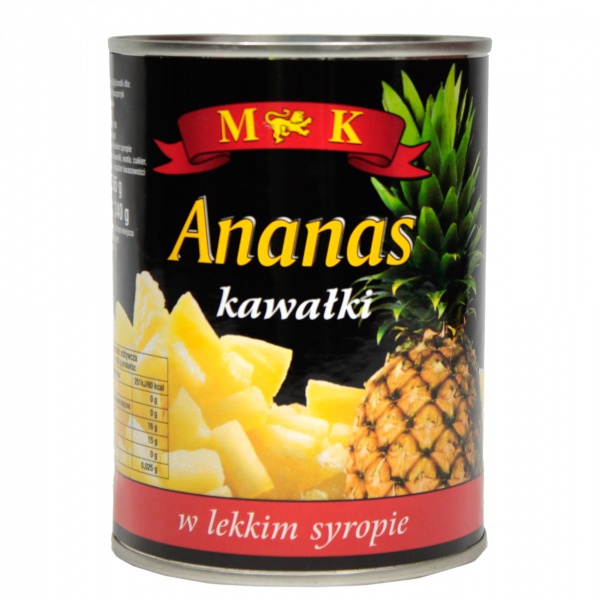MK Ananas kawałki 565 g. Produkt pasteryzowany