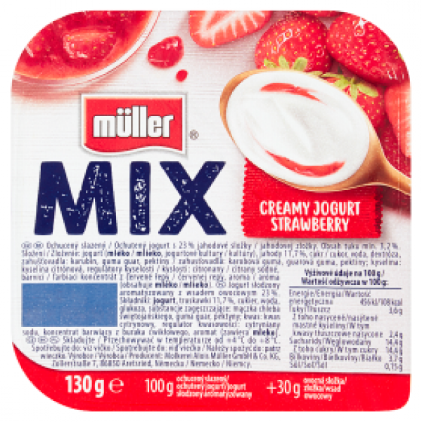 Jogurt muller mix śmietankowy z truskawkami 130g 