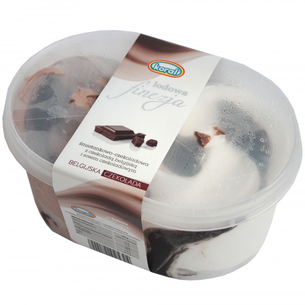 Lody lodowa finezja smiet-czekol z czeko belg i sosem czekoladowym 