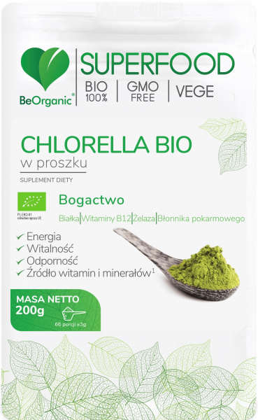 Chlorella Beorganic w proszku Bio 