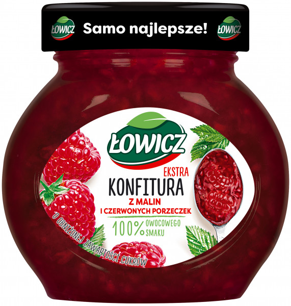 Konfitura łowicz 100% z malin i czerwonych porzeczek 240g