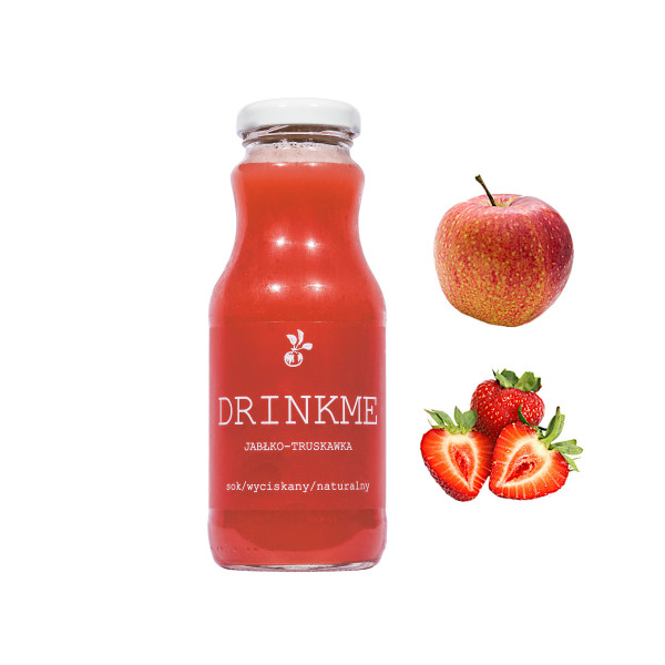 Sok 100% drinkme tłoczony jabłko-truskawka 250ml but 