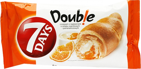 7 Days Doub!e Max Croissant z nadzieniem o smaku waniliowym i pomarańczowym