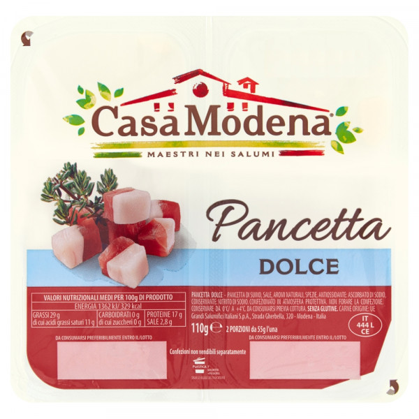 Pancetta casa modena dolce boczek  w kostkach 110g 