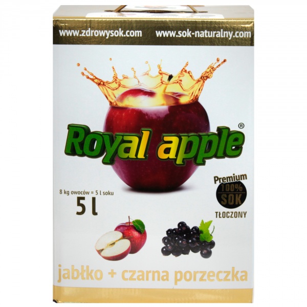 Sok jabłko-czarna porzeczka Royal Apple bezpośrednio tłoczony 5L 