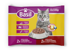 Karma dla kota Basil z drobiem i wołowiną 4x100g 