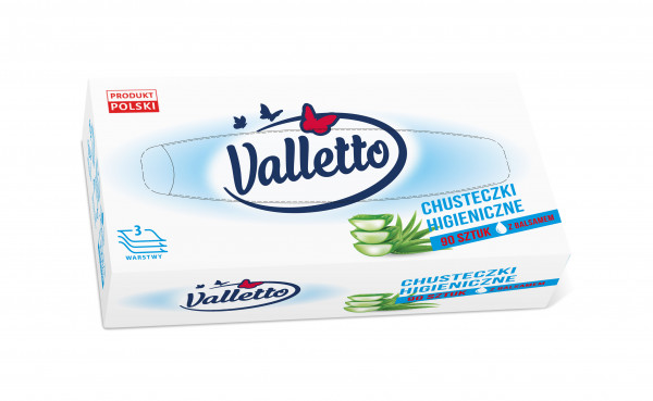 Chusteczki higieniczne Valletto 3w z balsamem box 90szt 