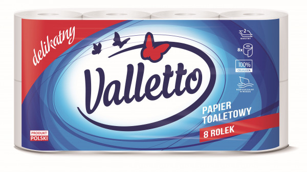 Papier toaletowy Valletto biały 2w 8 szt