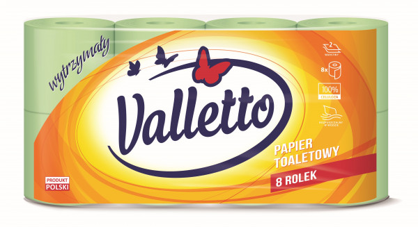 Papier toaletowy Valletto zielony 2w 8szt 