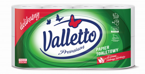 Papier toaletowy Valletto zapachowy zielona herbata 3w 8szt