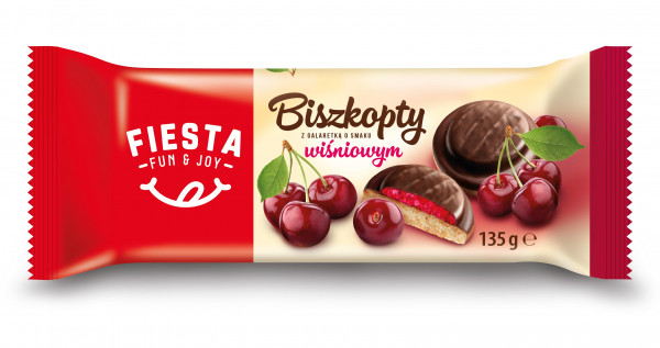 Biszkopty Fiesta z galaretką wiśniową 