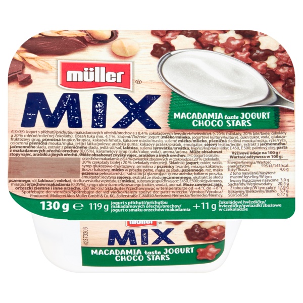 Jogurt Mix Makadamia Choco Stars 130g