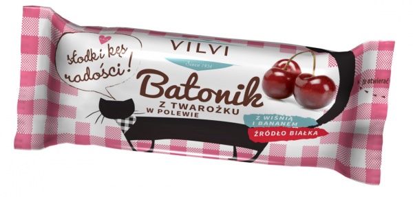 BATONIK TWAROŻKOWY W CZEKOLADZIE WIŚNIA BANAN 40g