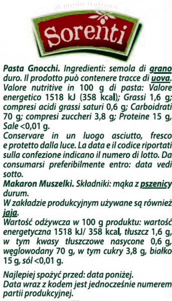 Sorenti Muszelki Gnocchi n.46 400g