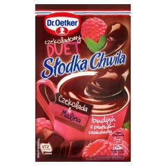 Dr. Oetker Słodka Chwila Czekoladowy Duet Czekolada & Malina Budyń z płatkami czekolady 45 g