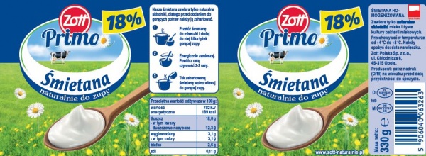 Primo Śmietana 18% 330g