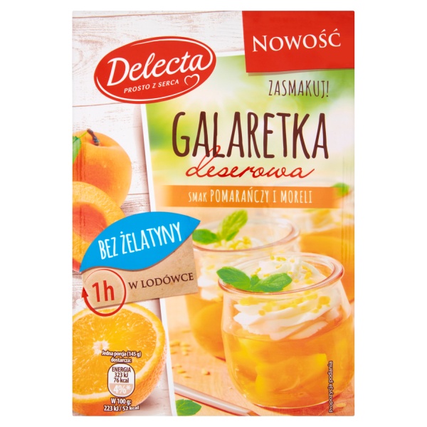Galaretka deserowa smak pomarańczy i moreli 61 g Delecta