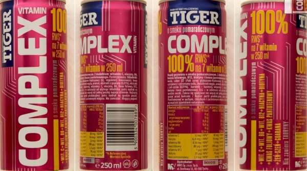Tiger Vitamin Complex Napój gazowany o smaku pomarańczy 250 ml