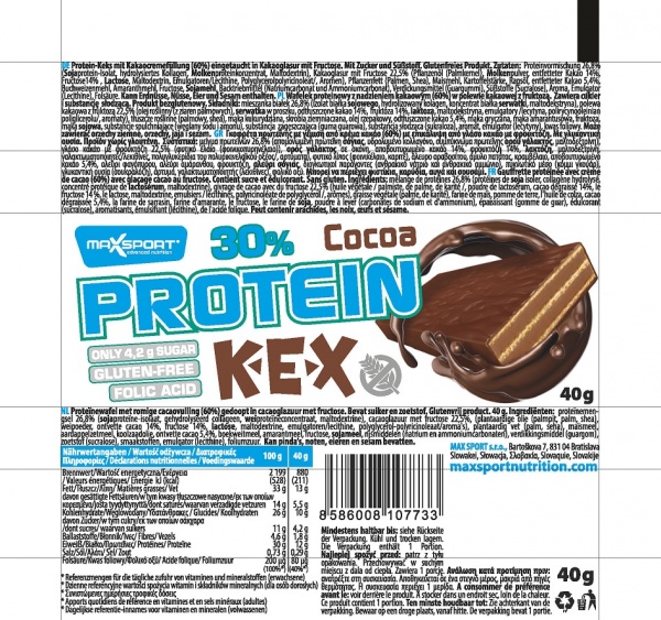 PROTEIN KEX wafelek  proteinowy  bezglutenowy kakaowy 40 g