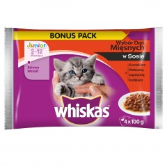 Whiskas Junior Mięsne Dania sos 4x100g