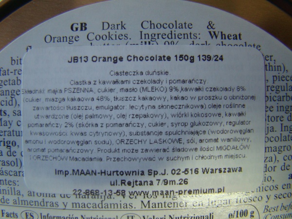 JB13 Orange Chocolate 150g 139/24