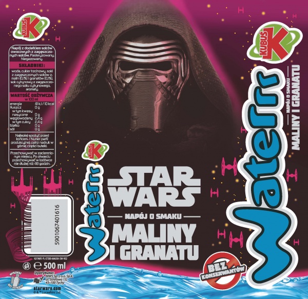 Kubuś Waterrr Star Wars napój o smaku maliny i granatu 500 ml