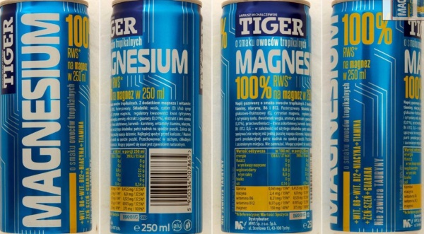 Tiger Magnesium Napój gazowany o smaku owoców tropikalnych 250 ml