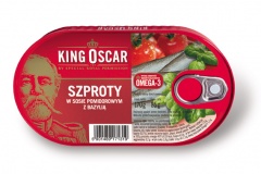 Szproty w sosie pomidorowym z bazylią 170g