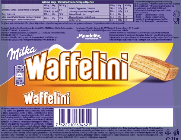 Wafelek Milka Waffelini milk 31g