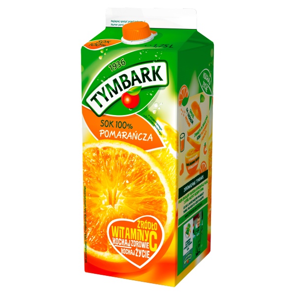 Tymbark Pomarańcza sok 100% 1,75 l karton