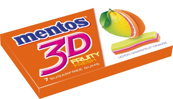 MENTOS 3D LEMON GRAPEFRUIT ORANGE KOPERTA 16g